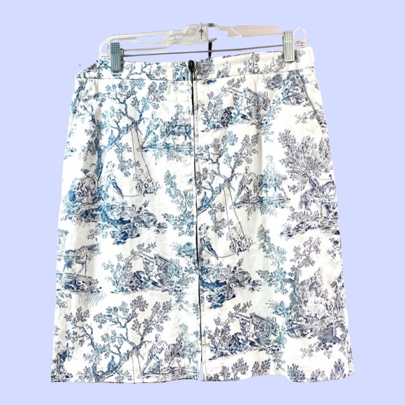 August Steiner Dresses & Skirts - Vintage August Silk Logic toile blue / white skirt